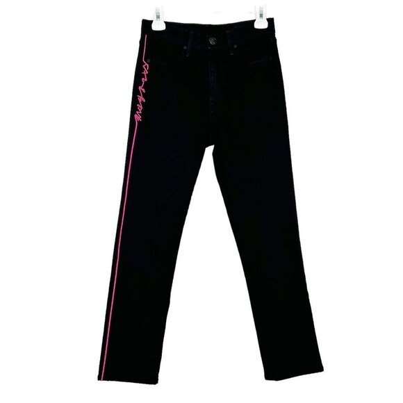 Rag and Bone Black Slim Ankle Jeans Women’s Size 26 High Rise Pink Logo - Picture 1 of 12